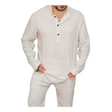 Conjunto De Lino (camisa + Pantalon) Blanco