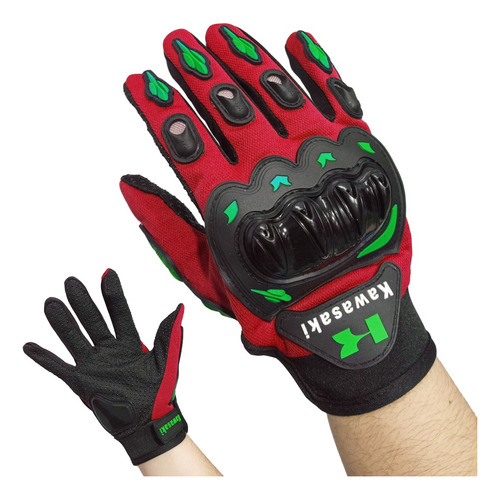 Guantes Pro Biker Cross Proteccciones Kawaski Atv Gripp Rojo