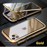 Capa Magnetica 360 Para iPhone 13 Mini Metal Vidro Dourado