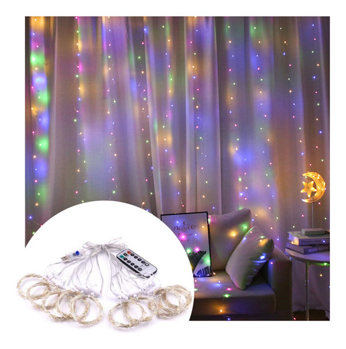 Kit Cortina 200 Leds Casamento 3m X 2m 3 Peças