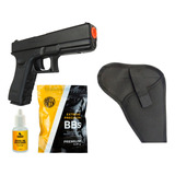 Pistola Glock Metal Spring Airsoft + Coldre Cinto + Munição