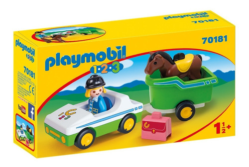 Playmobil 123 Coche Con Remolque De Caballo 70181 Original