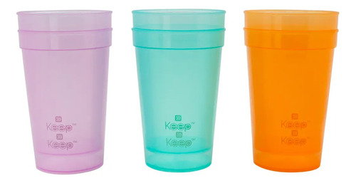 Set 6 Vasos Plasticos Keep Colores 500 Ml