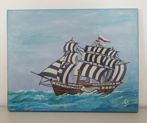 Cuadro Barco A Vela - Pintura A Mano Acrílico