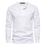 Blusas Masculinas De Manga Comprida Com Gola Henley E Camisa