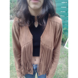 Campera Gamuza Flecos Estilo Rapsodia Vintage Cuero  Rock 70