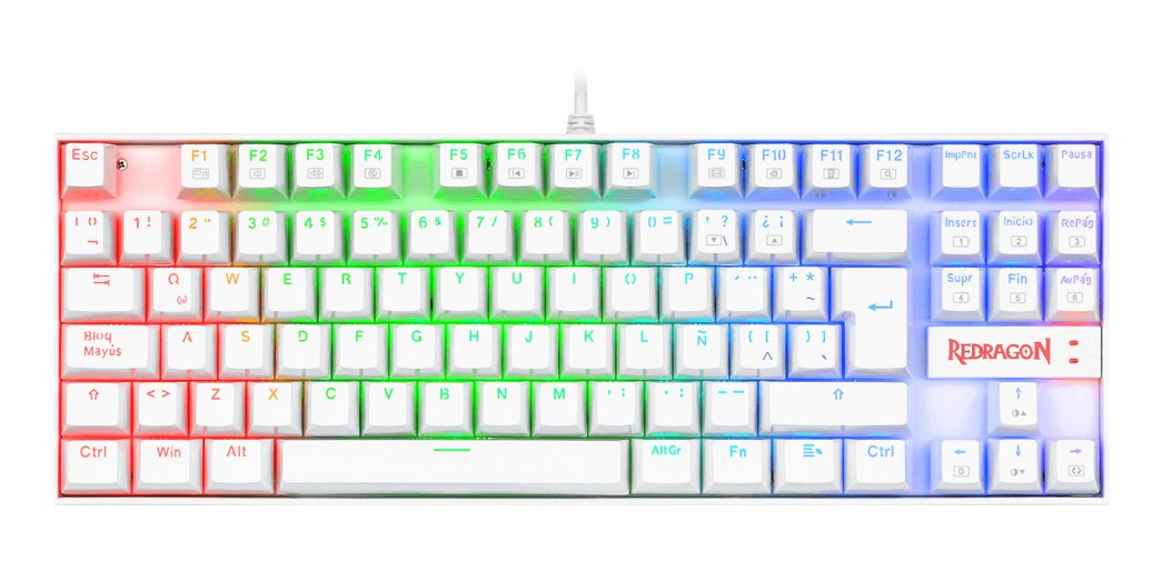 TECLADO REDRAGON KUMARA K552 SWITCH BLUE RGB ESPAÑOL BLANCO  BLANCO ESPAÑOL LATINOAMÉRICA