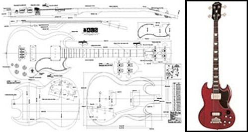 Plan De Eb-3 Sg-style Bass - Impresión A Escala Completa