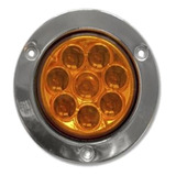 Plafon Ambar 2 1/2in 8 Leds 12v Y 24v Base Acero Inoxidable