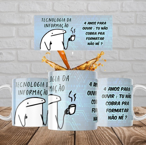 Caneca Flork Meme Tecnologia Da Informação - Porcelana Md164