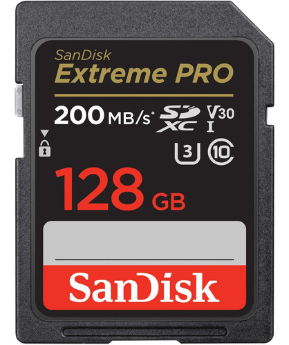 Cartão Sdxc Sandisk 128gb Extreme Pro 200mb/s Uhs-i V30 U3