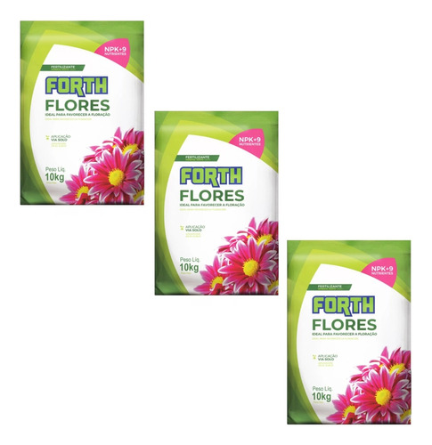 Fertilizante Forth Flores 10kg 3 Unidades Npk+9 Floração 