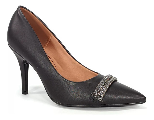 Stiletto Negro Con Apliques Brillantes Mujer Vizzano