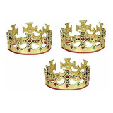 Oro Único Plástico Jeweled Corona De Rey (3).