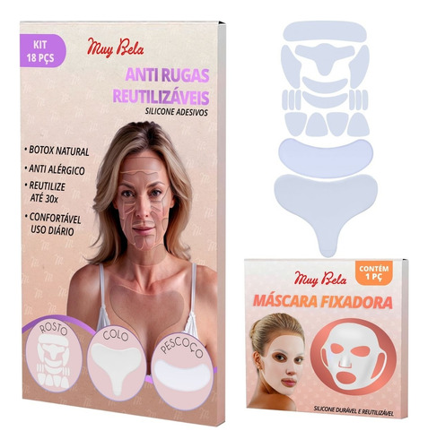 Kit Adesivos Anti Rugas Rosto Colo Pescoço + Másc Facial