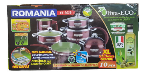 Juego De Ollas Romania Calidad Italiana 100%  X10p + Regalo