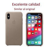 Funda Para iPhone XS Max Leather Case Gris Claro Original