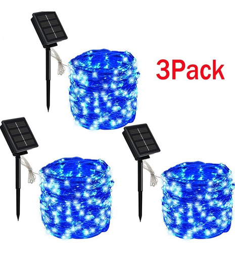 Paquete De 3 Luces Solares Decorativas, Tira Led Navideña De