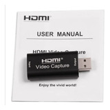 Capturadora De Video Streaming Fhd Hdmi A Usb 2.0 4k-1080p