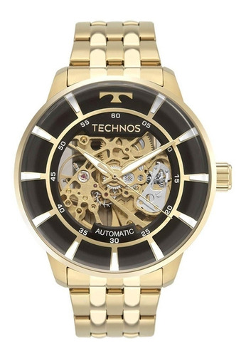 Relógio Technos Mecânico Esqueleto Dourado G3265aa/1p