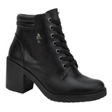 Botas Polo Casual Mujer Con Tacón Negro Hueso O Café