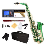 Saxofon Alto Verde Mendini Sintonizador, Boquilla, Funda Xmp