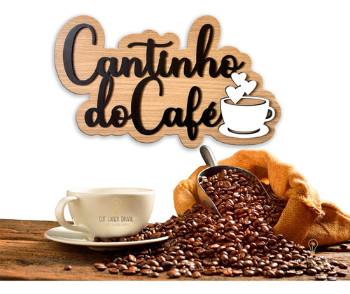 Placa Cantinho Do Café De Parede Mdf Texturizado Decorativo