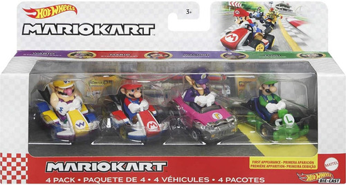 Set 4 Autos Hot Wheels Mario Kart A Elección