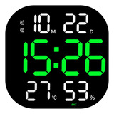 Reloj De Pared Digital Con Control Remoto Alimentado Verde