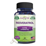 Resveratrol 1000mg Cardio-poder Antioxidante 60 Cápsulas