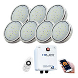 7 Luces Para Pileta Led Blanco+fuente+control Remoto+wifi