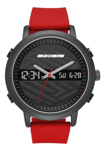 Reloj Caballero Skechers Lawndale Sr5073 Color Rojo Y Negro