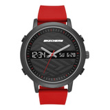 Reloj Caballero Skechers Lawndale Sr5073 Color Rojo Y Negro