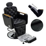 Cadeira Barbeiro Poltrona Salão Reclina Dubai Barber Luxo Cor Preto Forma Da Base Redonda Tipo De Encosto Reclinável