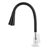 Torneira Cozinha Silicone Gourmet Flexível Jato Duplo Preto Acabamento Brilhante