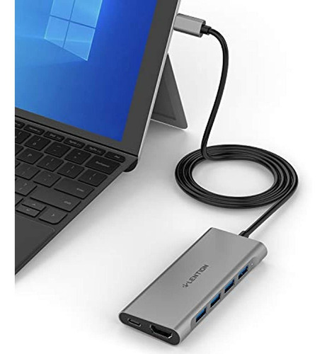 Lention 3.3ft Cable Largo Usb C Multiport Hub Con 4k Hdmi, 4