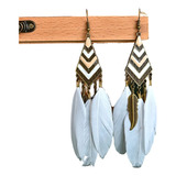 Pendientes Aro De Plumas Blancas Estilo Vintage