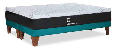 Cama Zen Top Foam Hybrid Tela Turquesa Super King