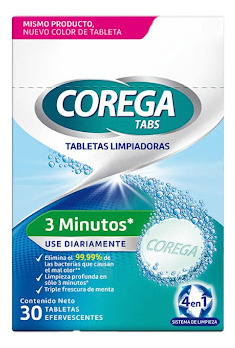 Limpiador De Prótesis Dentales Corega Tabs X 30 Tabletas