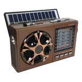 Rádio Retro Bolso Pequeno Analógico Am Fm Sd Usb Mini Solar Cor Marrom-claro