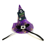 Gorro Disfraz Mascota Perro Gato Sombrero Bruja Morado 15cm