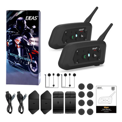Intercomunicador Ejeas V6 Pro Usb C 2 Piezas Para Casco Moto | Envío gratis