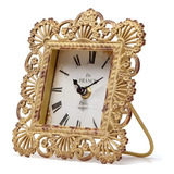 Reloj De Mesa Vintage, Shabby Chic Decorativo, De Peltre Con