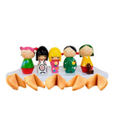 Kokeshi Box Muñecas Japonesas X 5 Unidades + Galletas