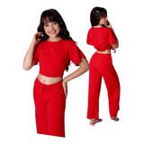 Conjunto Cropped E Pantalona Menina Moda Blogueirinha Diva