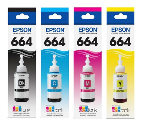 Botella Tinta Epson 664 Original 70 Ml Combo X4 Colores Wis