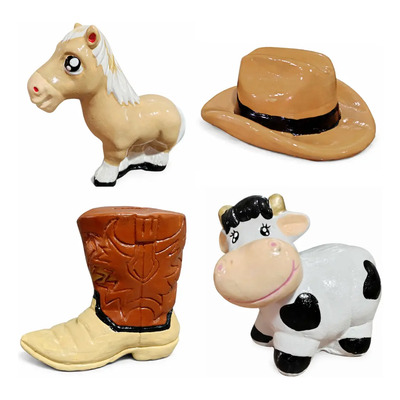 15 Alcancias Vaqueras Pintadas Vaca Caballo Bota Sombrero | Envío gratis