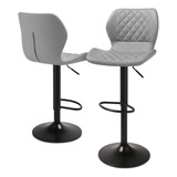 Adjustable Bar Stools Set Of 2 Modern Pu Leather Counter Hei