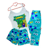 Pijama Monsters Inc. 3 Pzas Short Pantalón Blusa Tirantes