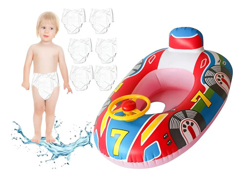 Salvavidas Inflable Andadera Bebé Carro +6pañal Acuático